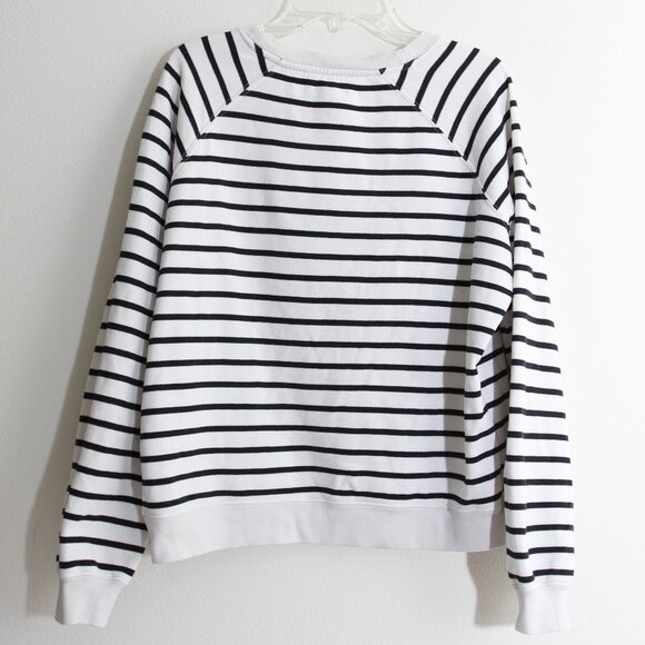 Sezane Amour Café Crème Sweatshirt Ecru Navy Red Striped Organic Cotton Sz Small - Picture 12 of 16